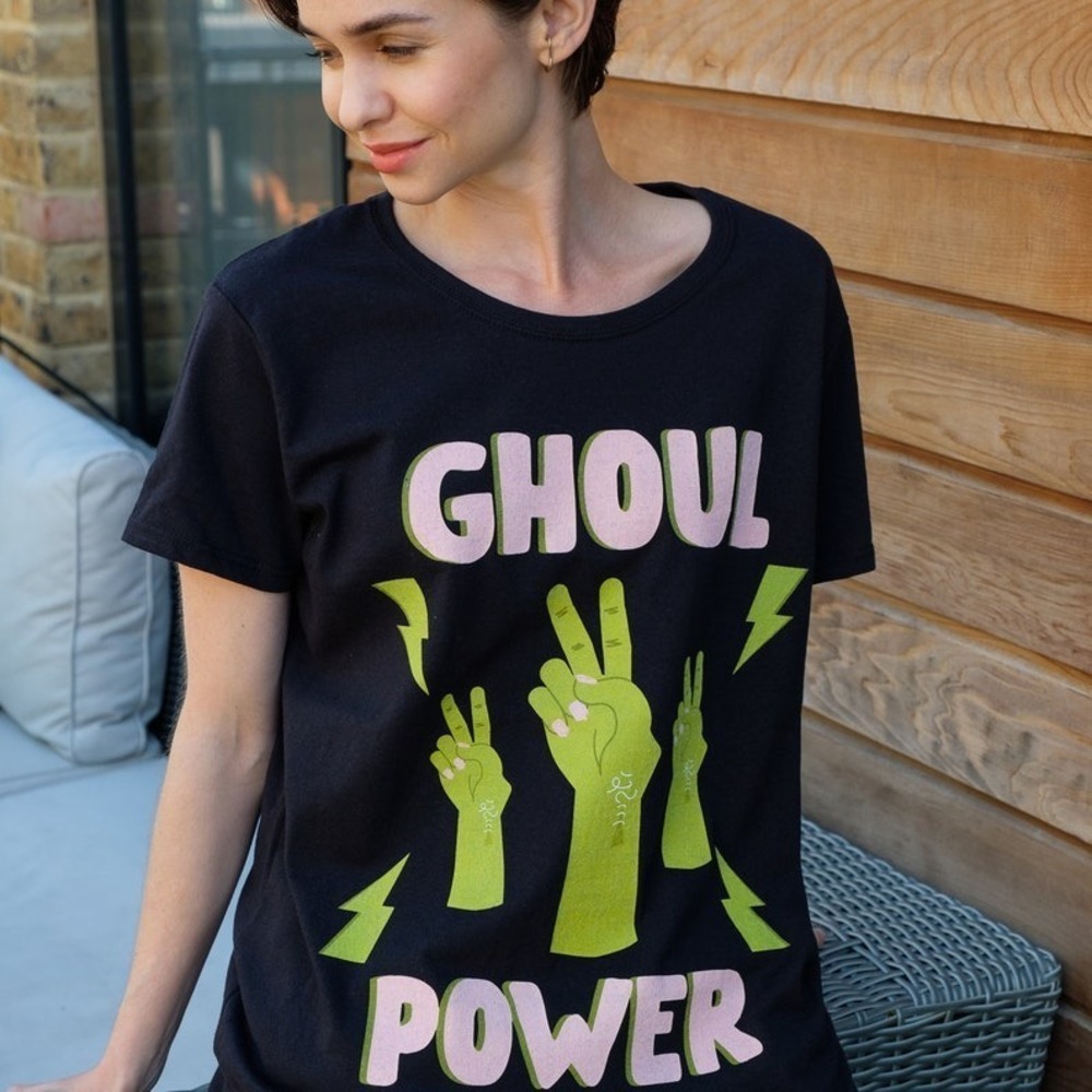 Ghoul Power Women_s Halloween Slogan T-Shirt